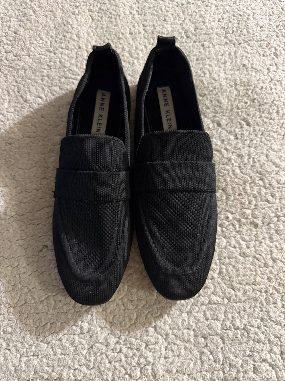 Anne Klein Aktye Black Knit Penny Loafers Size 9